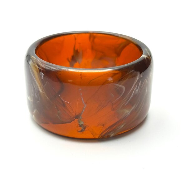 Earth & Sky Vintage Lucite Bangle Duo — 1970s Chunky Stackers — EUC - Picture 9 of 11